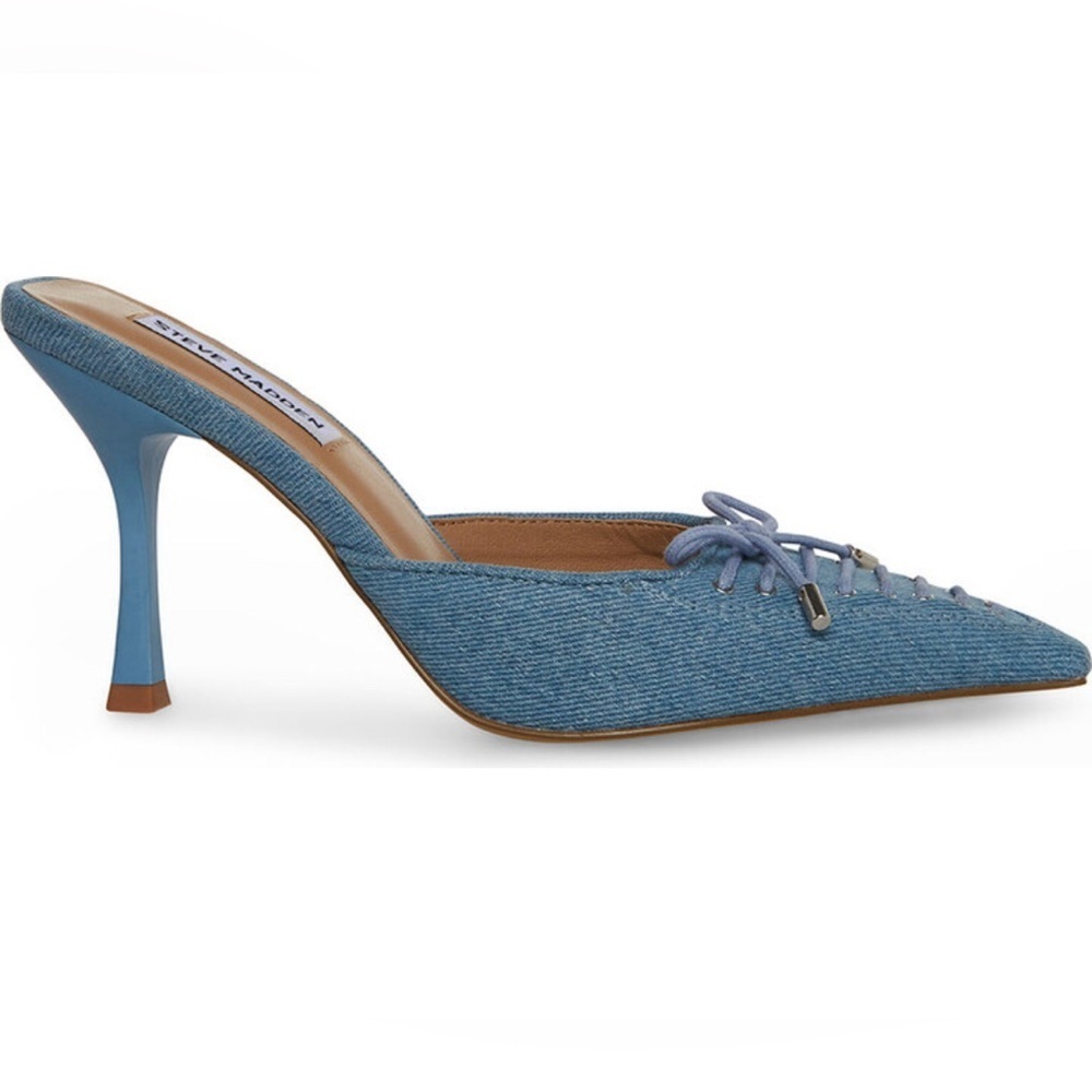 Steve Madden Brianne Denim Pointed Stiletto Mules, Size 9 brand new with box